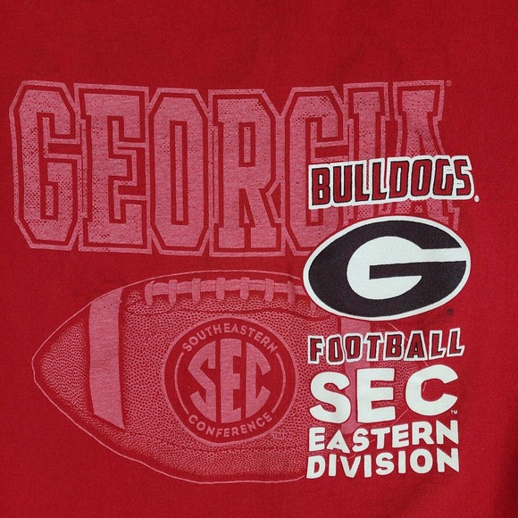 Georgia Bulldogs T-Shirt‎ Men's Large Red Russell Athletic Eastern Division - Picture 2 of 12